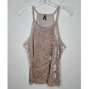 Stetson cream beige crushed velvet flowy tank top - small